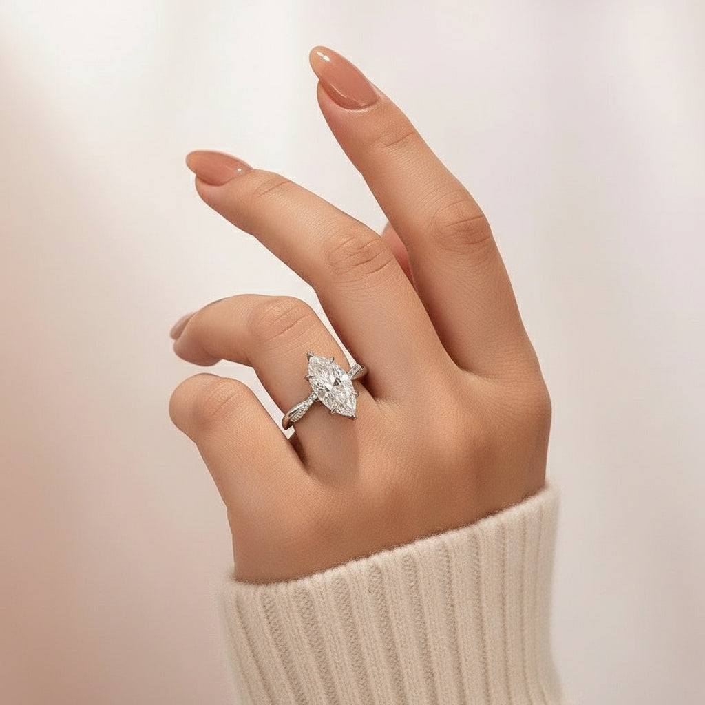 Aurevyn Moissanite 3.0Ct Marquise Cut Twist Promise Ring For Women