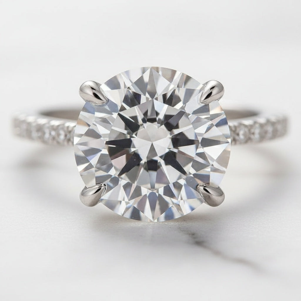 Aurevyn Moissanite 3.0Ct Round Cut White Gold Stack Wedding Ring with Jacket Wedding Band