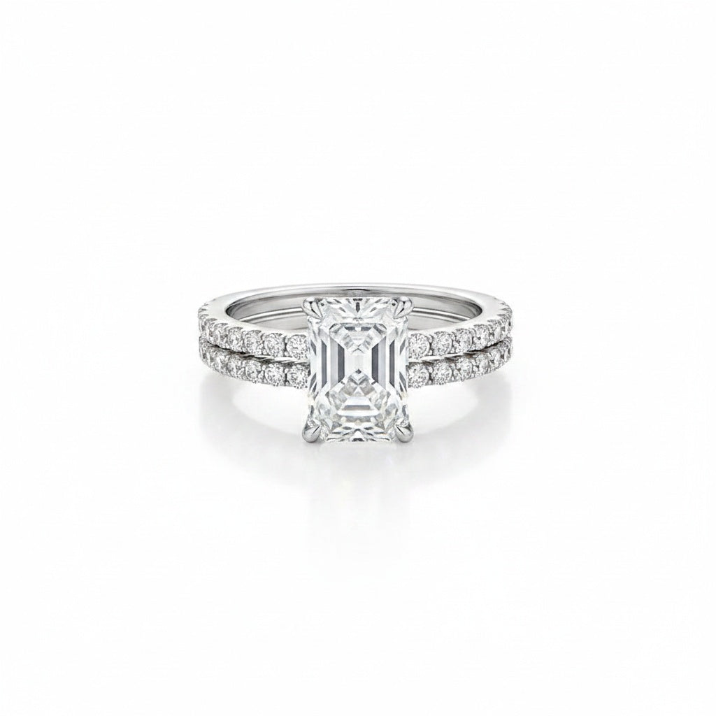 Aurevyn Moissanite 3.5 Ct Radiant Cut White Gold Wedding Ring Set For Women