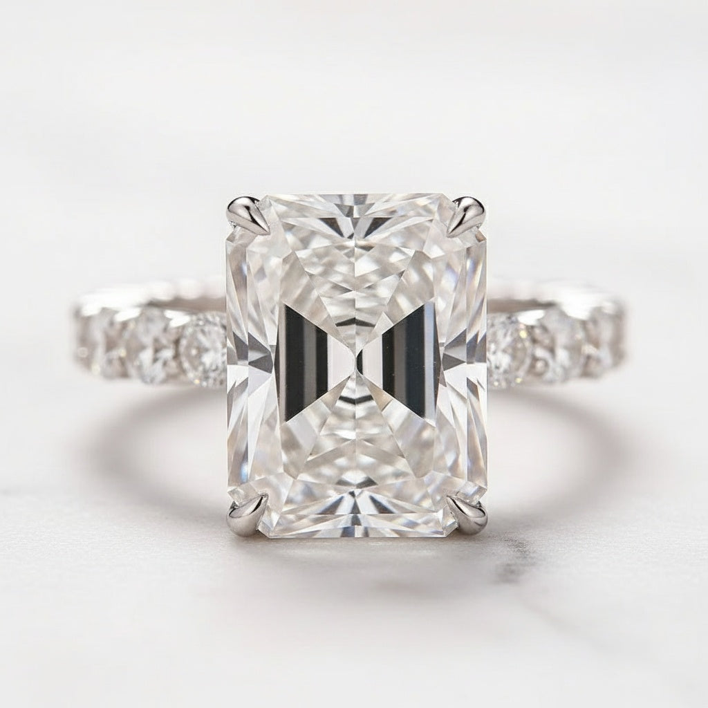 Aurevyn Moissanite 3.5 Ct Radiant Cut White Gold Wedding Ring Set For Women