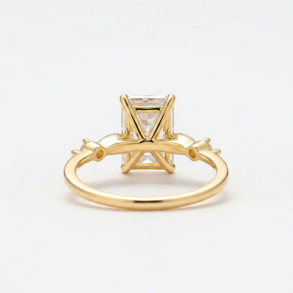 Aurevyn Moissanite 3.5 Ct Radiant Cut Yellow Gold Travel Ring For Women