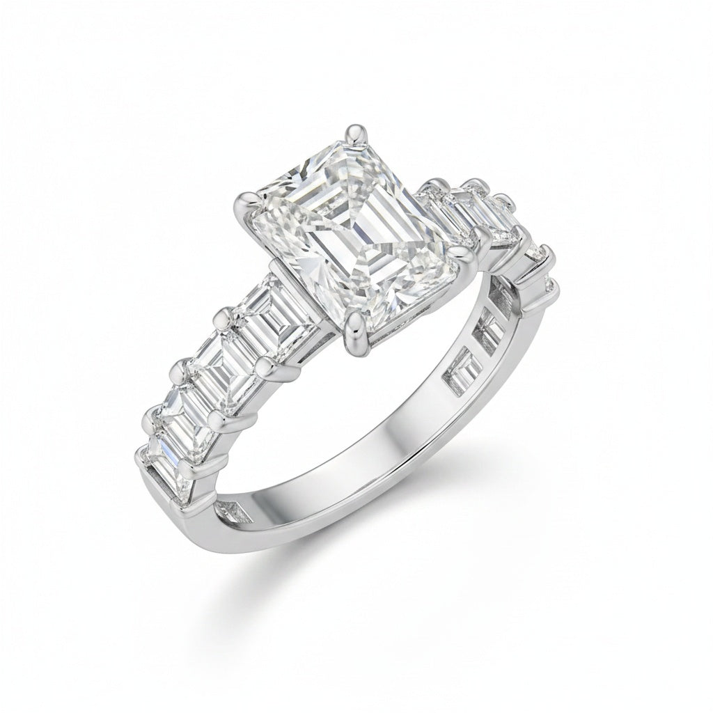Aurevyn Moissanite 3.5Ct Radiant Cut Engagement Ring with 3.0Ct Radiant Cut Band