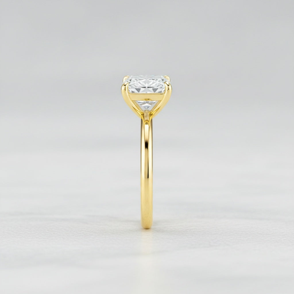 Aurevyn Moissanite 3.5Ct Radiant Cut Solitaire Yellow Gold Engagement Ring in Sterling Silver