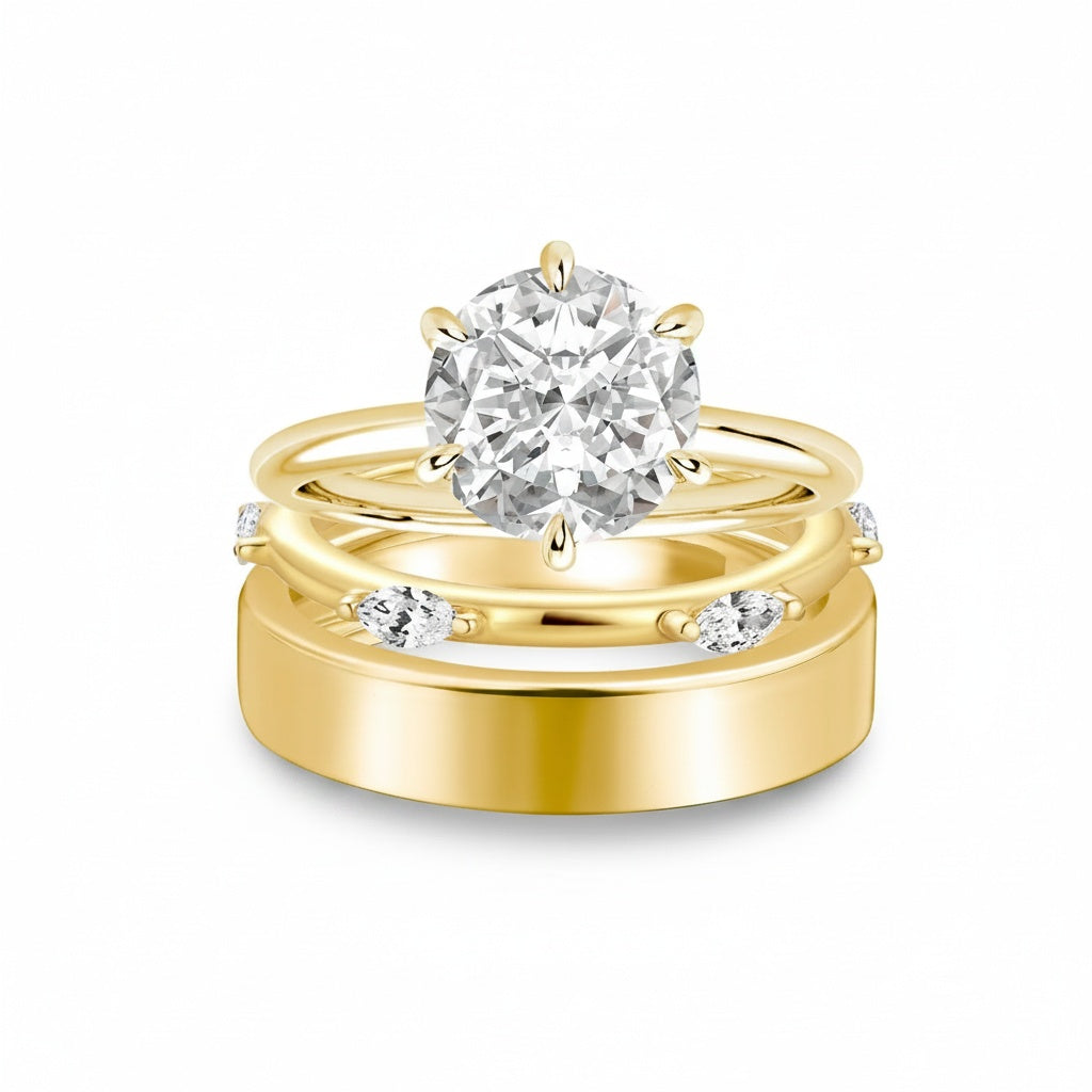 Aurevyn Moissanite 3PC 2.0Ct Round Cut Wedding Ring Set For Women