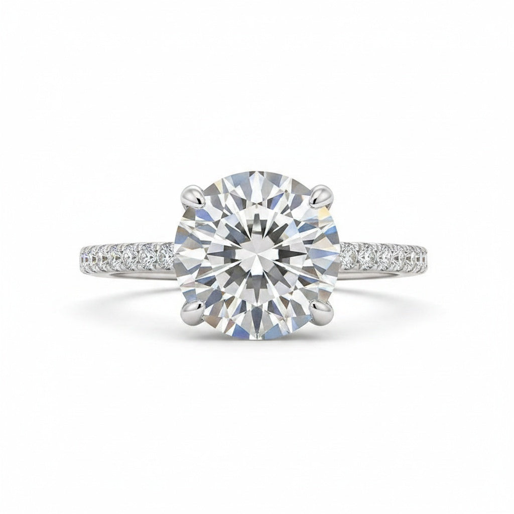 Aurevyn Moissanite 4.0 Ct Round Cut 6 Prong White Gold Promise Ring For Women