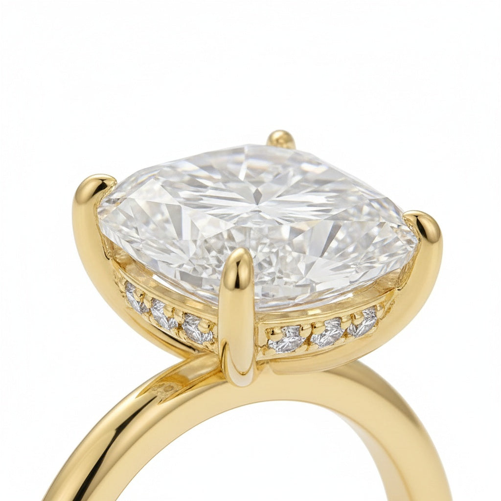 Aurevyn Moissanite 4.0 Ct Solitaire Cushion Cut Yellow Gold Wedding Set