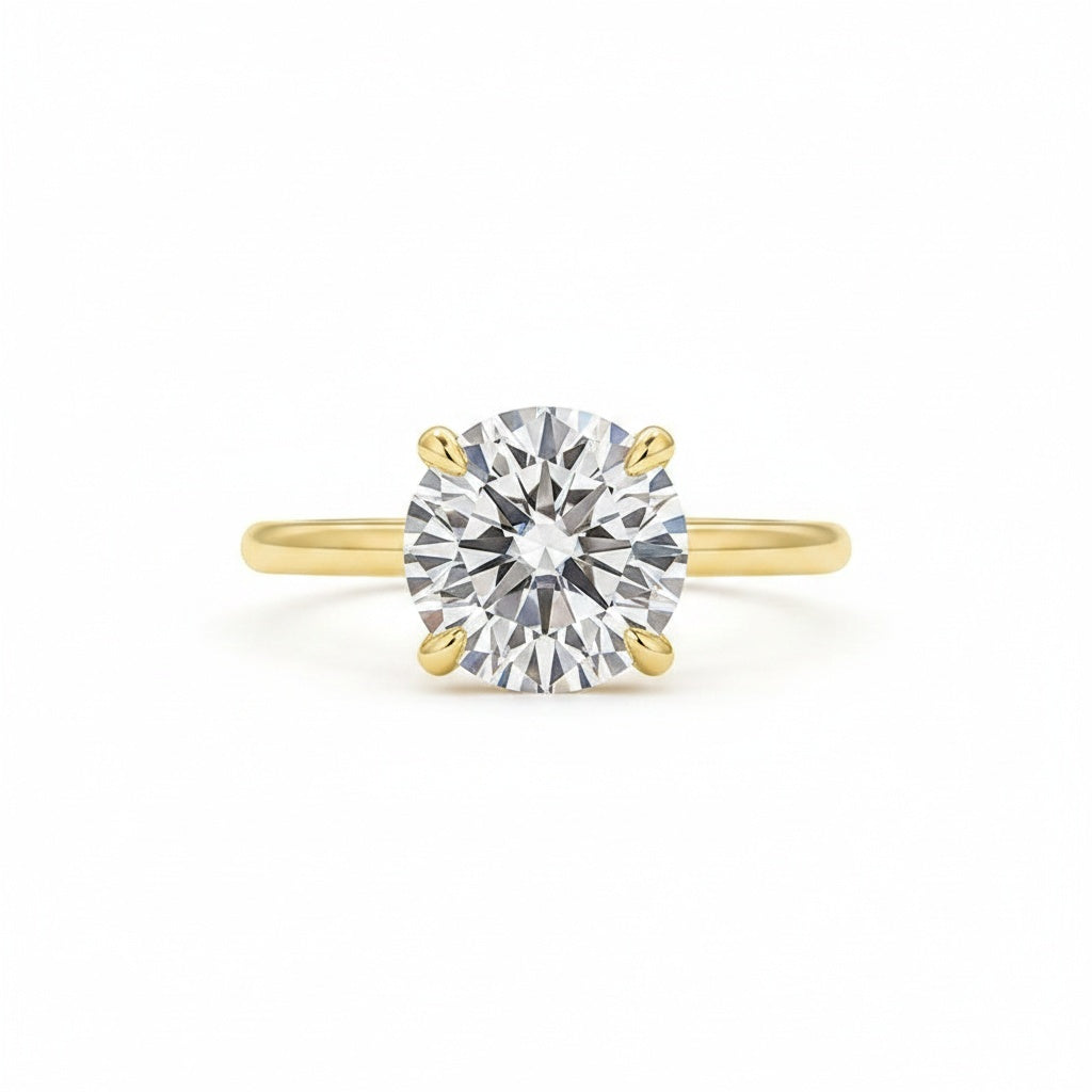 Aurevyn Moissanite 4.0 Ct Solitaire Round Cut Yellow Gold Promise Ring