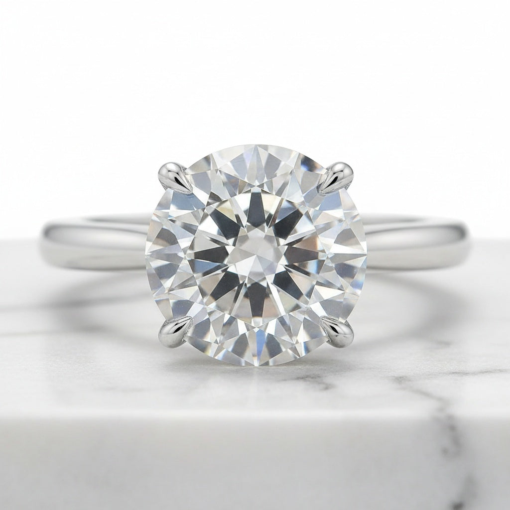 Aurevyn Moissanite 4.0Ct Round Cut White Gold  White/ Green Wedding Ring with Round & Marquise Cut Wedding Ring