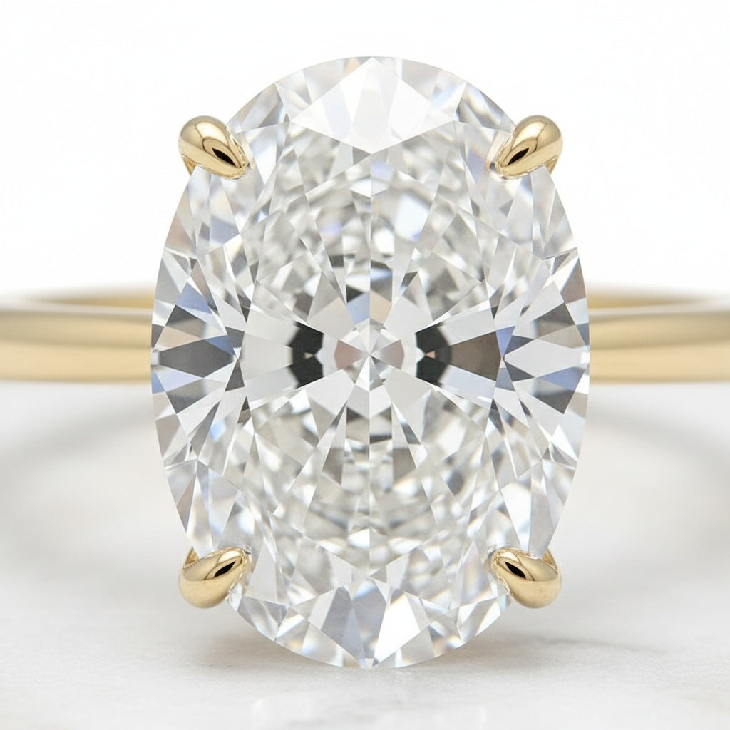 Aurevyn Moissanite 4.0Ct Solitaire Oval Cut/3.5Ct Emerald Cut White Gold Wedding Ring with Emerald Cut Wedding Ring