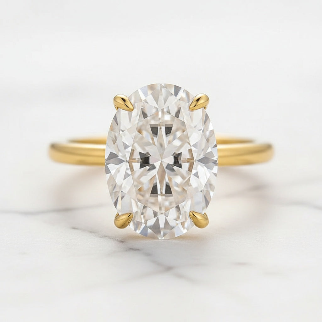 Aurevyn Moissanite 5.5Ct Solitaire Oval Cut Engagement Ring with Marquise Cut Wedding Band