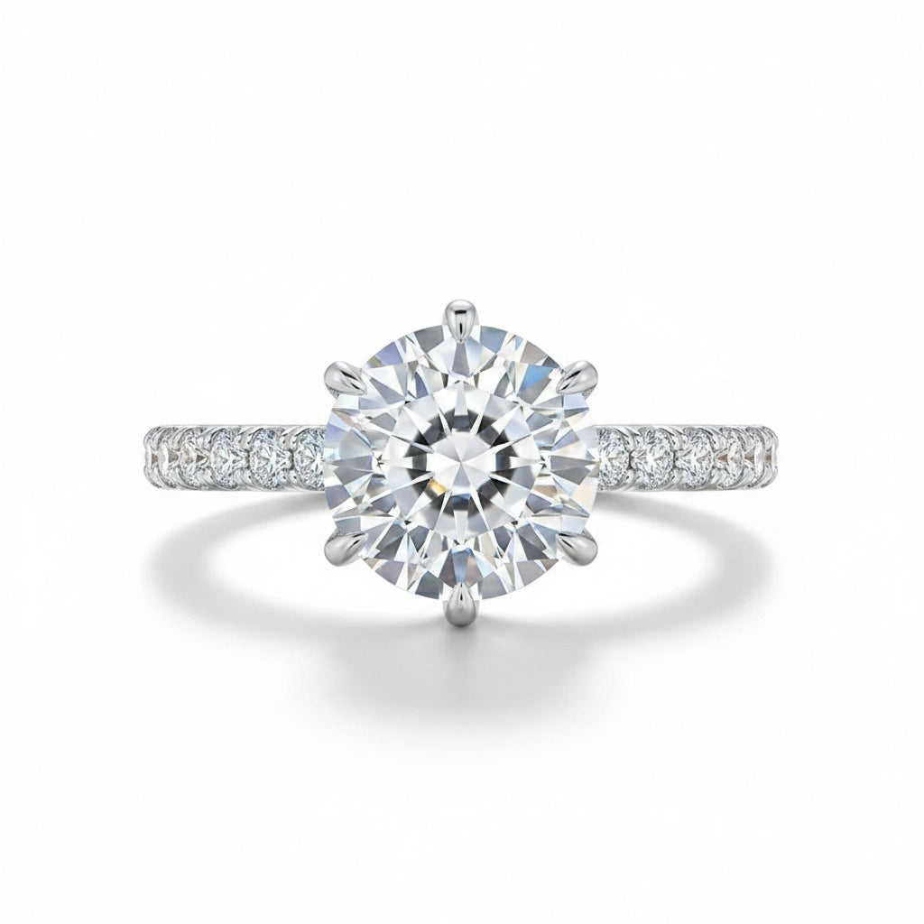 Aurevyn Moissanite 6.0Ct Round Cut Luxe Engagement Ring Travel Rings In Sterling Silver