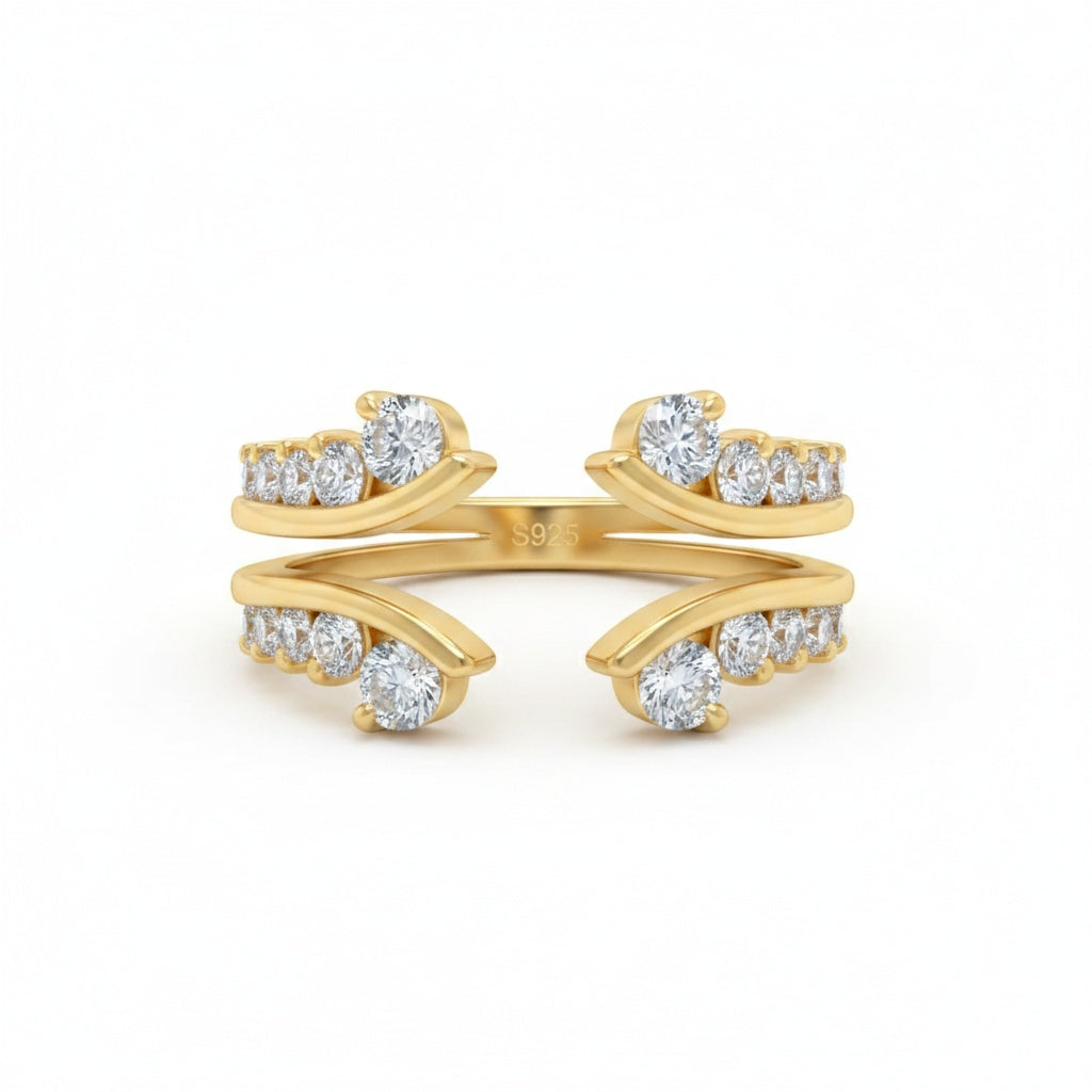 Aurevyn Moissanite Round Cut Jacket Yellow Gold Stack Wedding Band