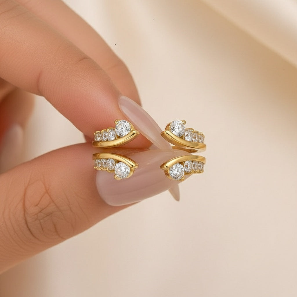 Aurevyn Moissanite Round Cut Jacket Yellow Gold Stack Wedding Band