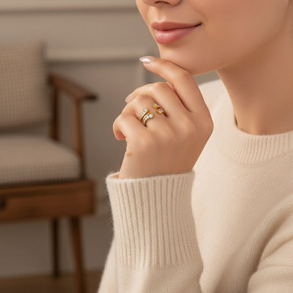 Aurevyn Moissanite Round Cut Jacket Yellow Gold Stack Wedding Band