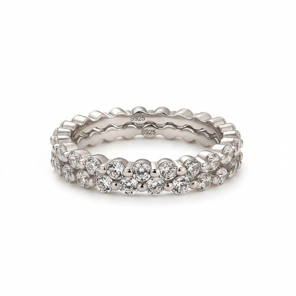 Aurevyn Moissanite Round Cut White Gold Wedding Band Set