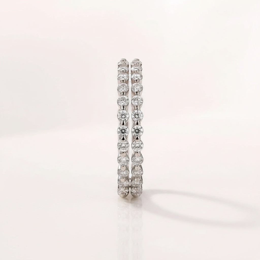 Aurevyn Moissanite Round Cut White Gold Wedding Band Set