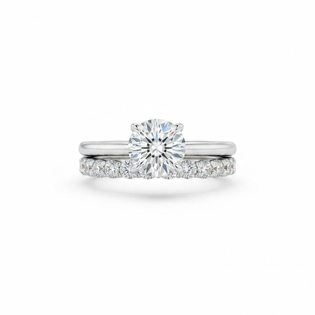 Aurevyn Moissanite S925 2.0Ct/4.0Ct Round Cut White Gold/Yellow Gold Wedding Ring Set