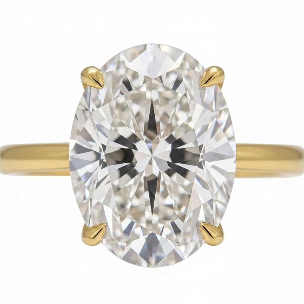 Aurevyn Moissanite Solitaire 4.0Ct Oval Cut  Yellow Gold Women's Wedding Ring Set