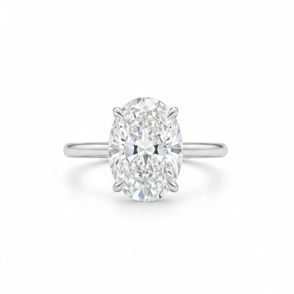 Aurevyn Moissanite Solitaire 5.50 Ct Oval Cut White Gold Promise Ring For Women