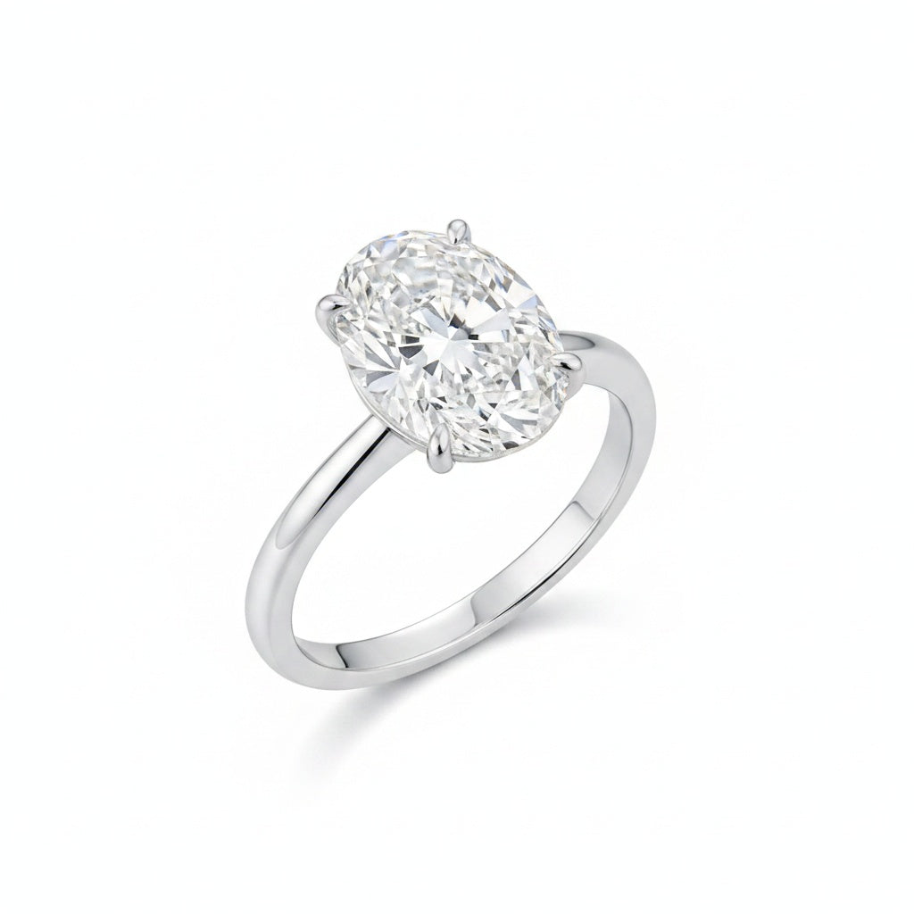 Aurevyn Moissanite Solitaire 5.50 Ct Oval Cut White Gold Promise Ring For Women