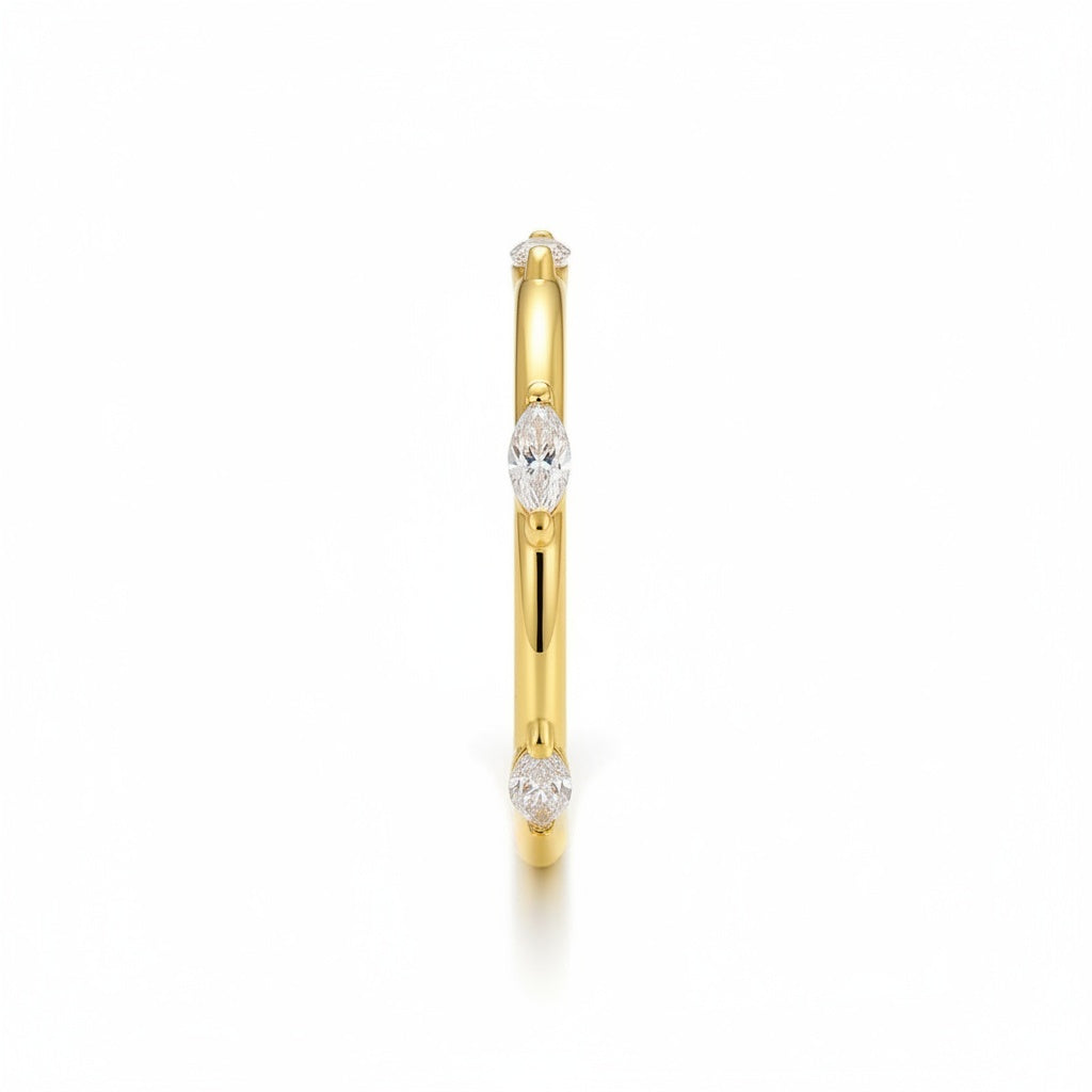 Aurevyn Moissanite Yellow Gold Marquise Cut Wedding Band