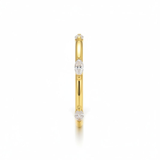 Aurevyn Moissanite Yellow Gold Marquise Cut Wedding Band