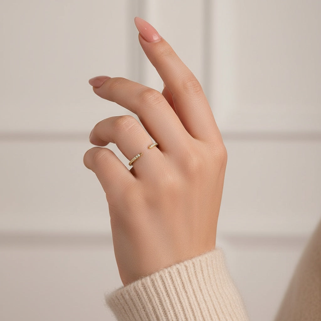Aurevyn Open Moissanite Diamond Pavé Spacer Ring
