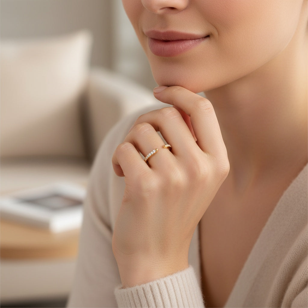 Aurevyn Open Moissanite Diamond Pavé Spacer Ring