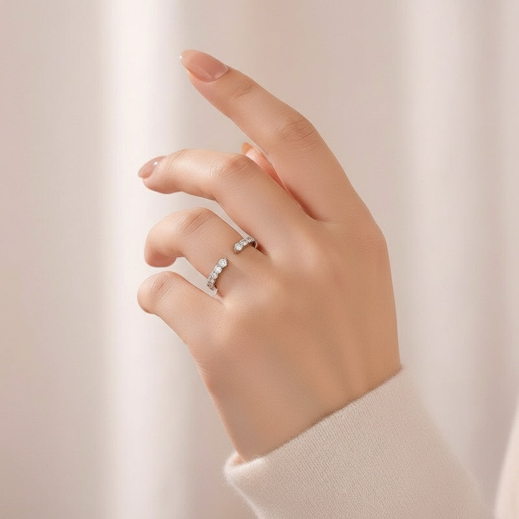 Aurevyn Open Round Cut White Gold Wedding Band