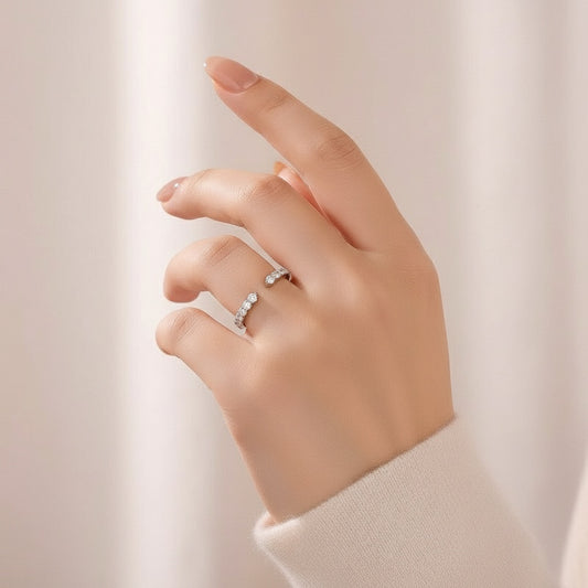 Aurevyn Open Round Cut White Gold Wedding Band