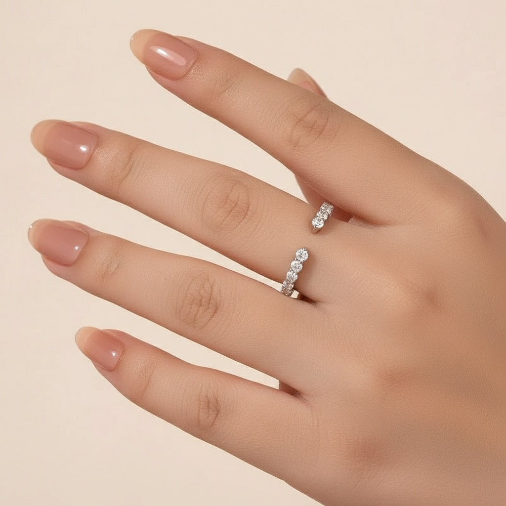 Aurevyn Open Round Cut White Gold Wedding Band