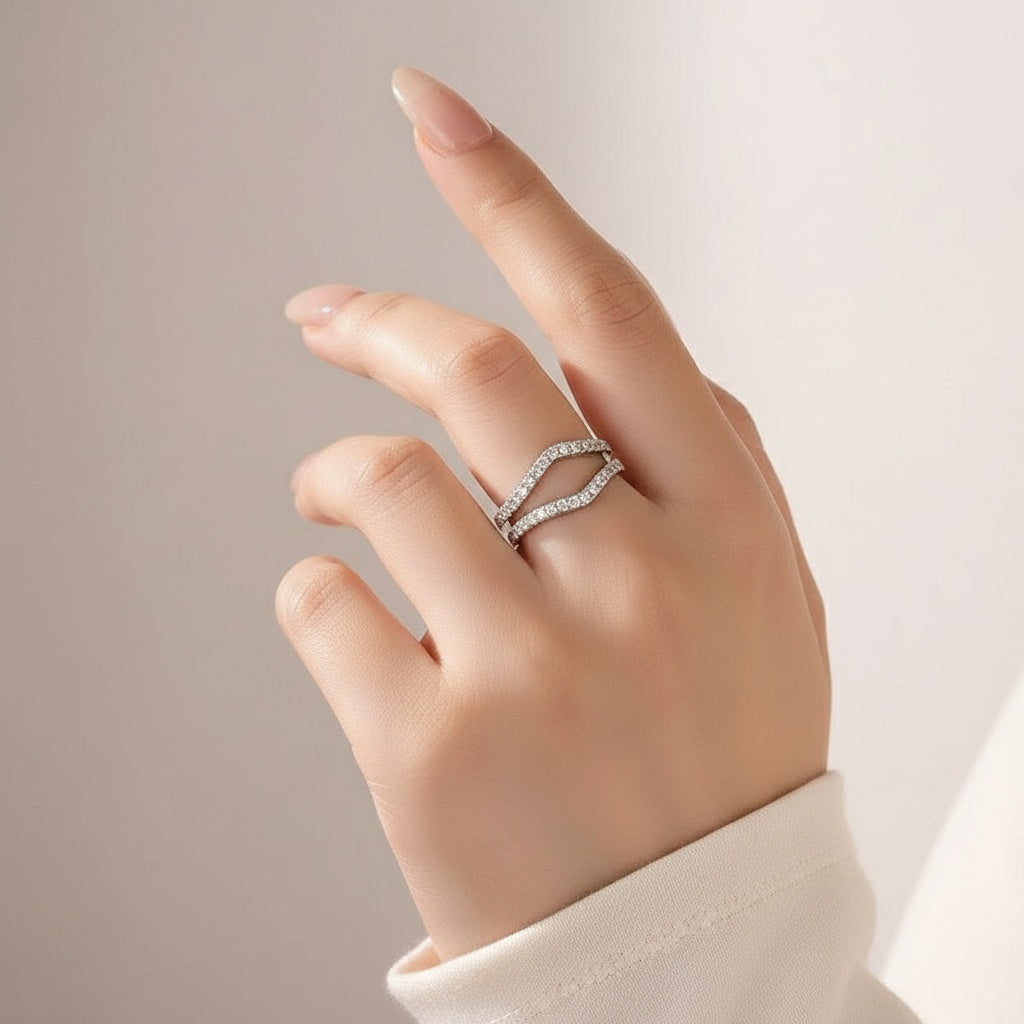 Aurevyn Pavé Full Eternity Round Cut Enhancer Wedding Band
