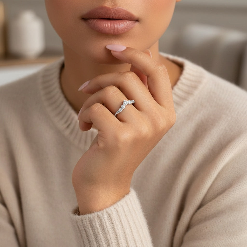 Aurevyn Round Cut White Gold Anniversary Ring