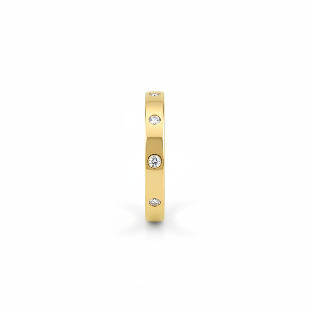 Aurevyn Round Cut Yellow Gold Wide Wedding Band