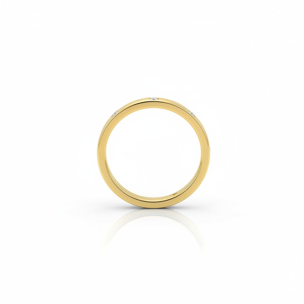 Aurevyn Round Cut Yellow Gold Wide Wedding Band