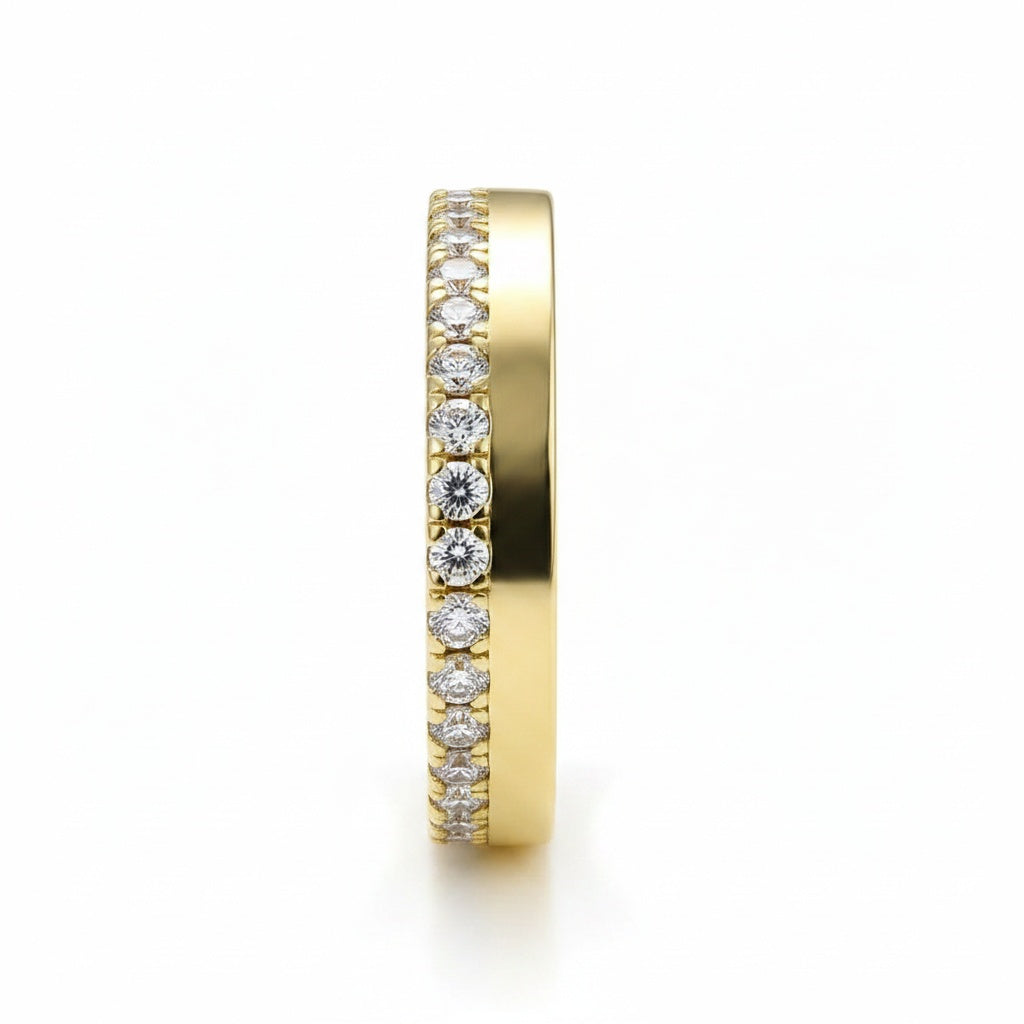 Aurevyn S925 0.48ct Round Brilliant Cut Yellow Gold Eternity Wedding Band in Sterling Silver