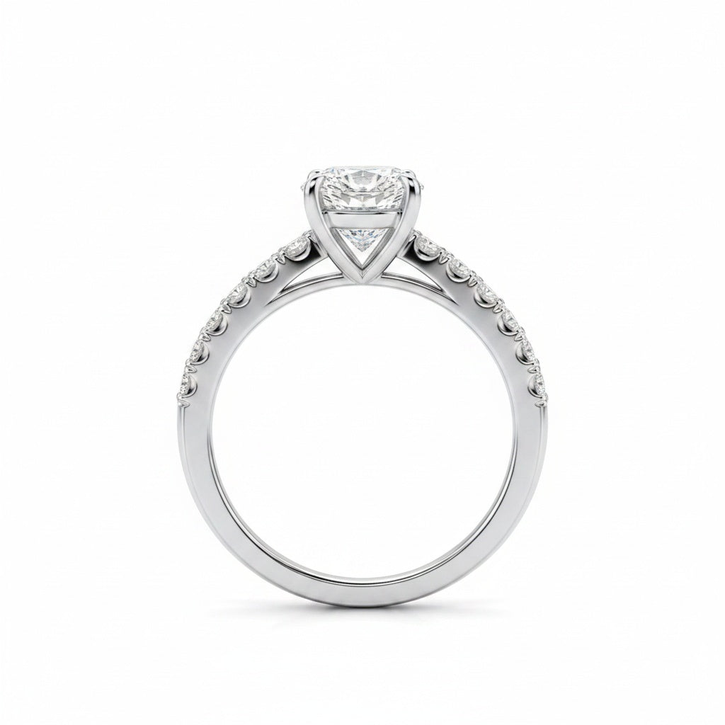 Aurevyn S925 Moissanite 2.0Ct Pear Cut White Gold Engagement Ring
