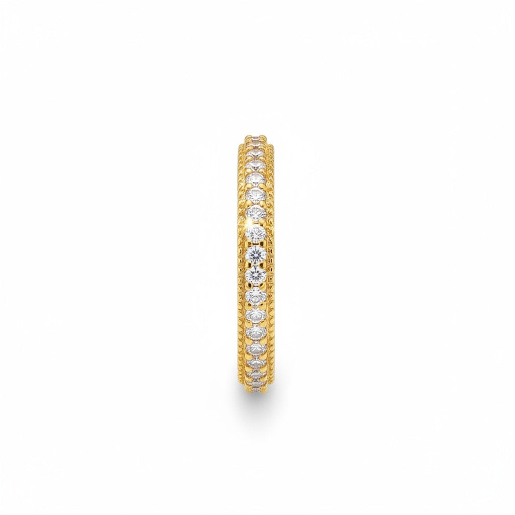 Aurevyn Triple Row Pavé 2.0Ct Yellow Gold Moissanite Wedding Ring