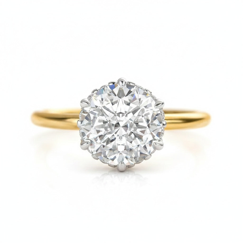 Aurevyn Two-tone 2.0 Ct Round Cut Promise Ring For Women