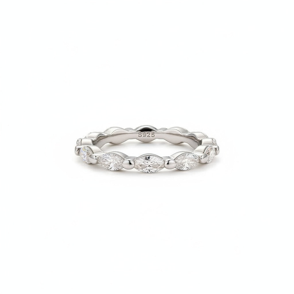 Aurevyn White Gold East West Marquise Moissanite Diamond Eternity Ring