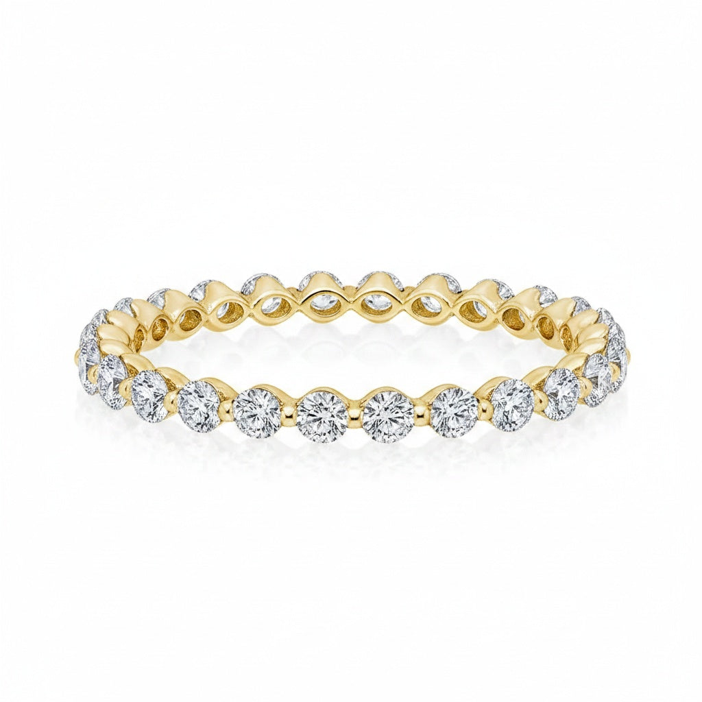 Aurevyn Yellow Gold 1.0 Ct Round Cut Full Eternity Wedding Band