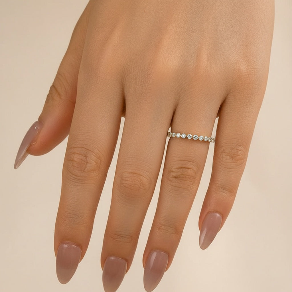 Aurevyn Yellow Gold 1.0 Ct Round Cut Full Eternity Wedding Band