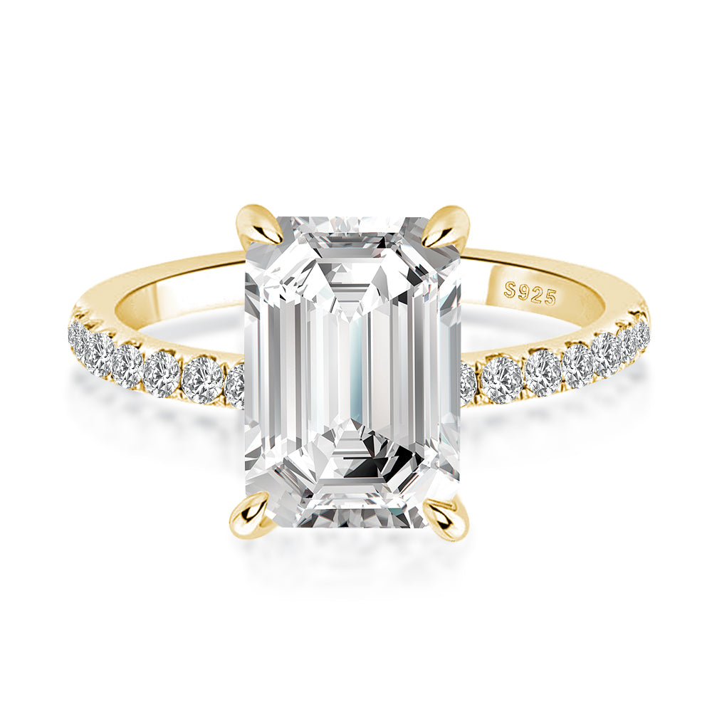 Aurevyn 3.5 Ct Emerald Cut Yellow Gold Engagement Ring For Women