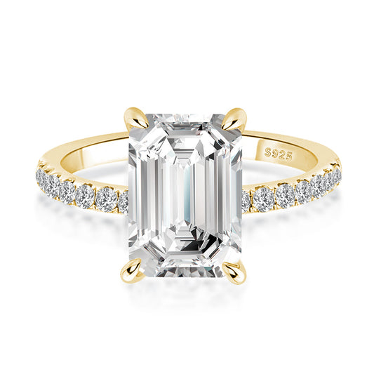 Aurevyn 3.5 Ct Emerald Cut Yellow Gold Engagement Ring For Women