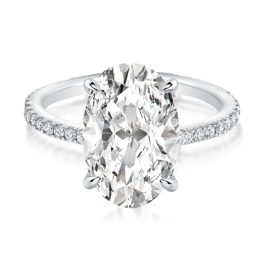 Aurevyn Moissanite 2.0 Ct~5.5 Ct Pavé Oval Cut Engagement Rings For Women