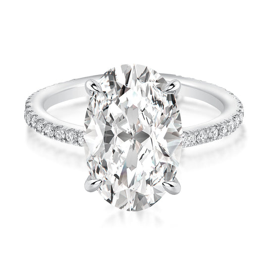 Aurevyn Moissanite 2.0 Ct~5.5 Ct Pavé Oval Cut Engagement Rings For Women