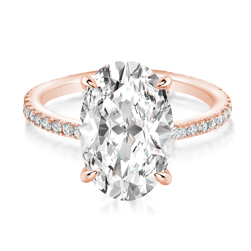 Aurevyn Moissanite 4.0 Ct Oval Cut Pavé Rose Gold Engagement Ring For Women