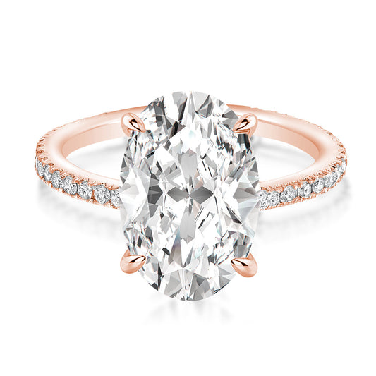 Aurevyn Moissanite 4.0 Ct Oval Cut Pavé Rose Gold Engagement Ring For Women