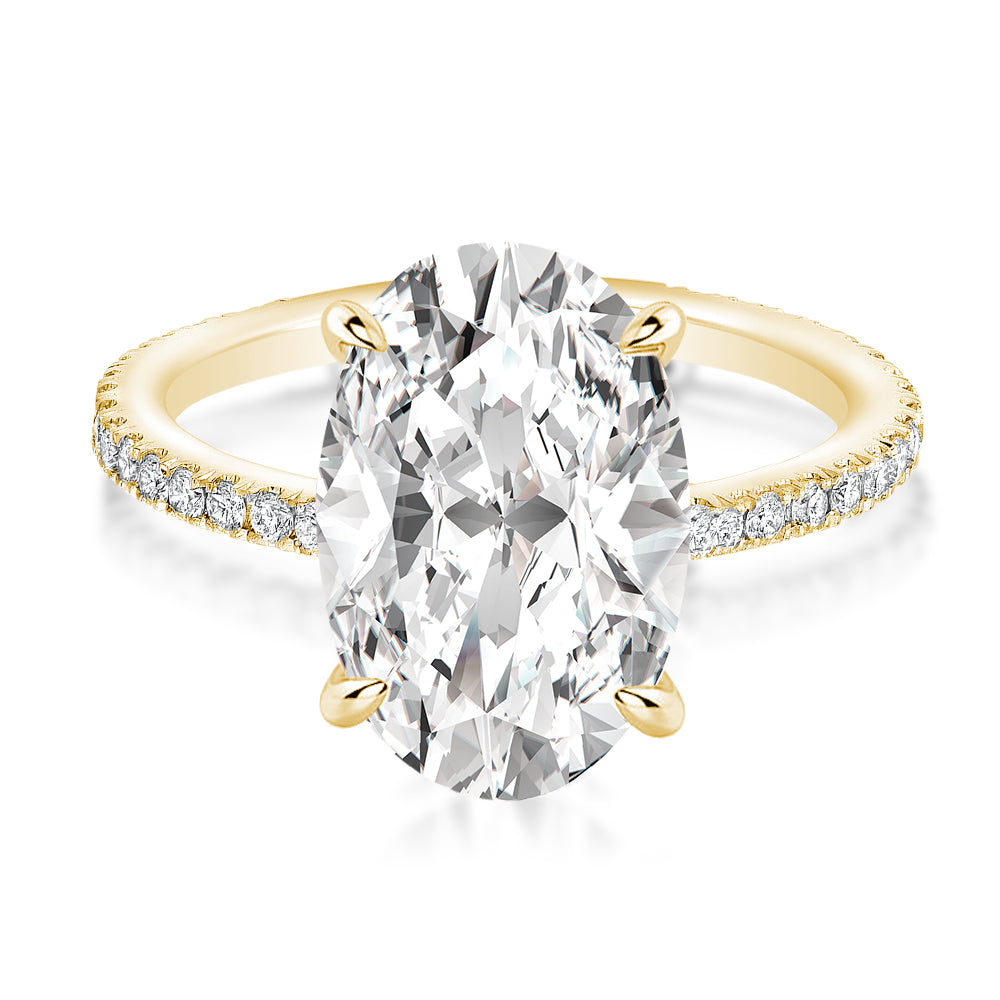 Aurevyn Moissanite 2.0 Ct ~5.5 Ct Oval Cut Pavé Yellow Gold Engagement Ring For Women