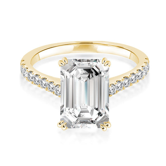 Aurevyn 4.5 Ct Emerald Cut Yellow Gold Engagement Ring